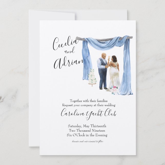 Svart par botaniska bröllop i Vår Inbjudningar (Framsida)