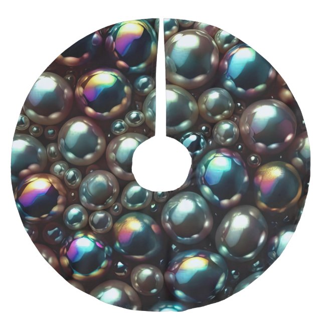 Svart pärlor julgransmatta borstad polyester (Framsidan)