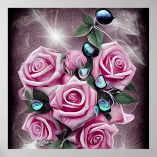 Svart pärlor och Rosa ros Poster
