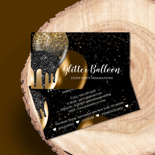 Svart partajdekorations evenemangsplan Födelsedags Visitkort (Skapare uppladdad)