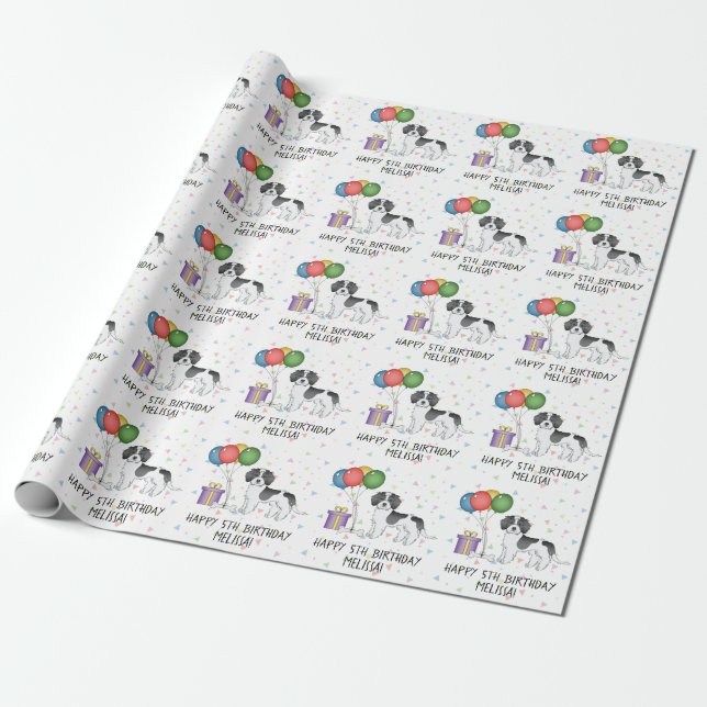 Svart Parti-Färg Mini Goldendoodle Hund Födelsedag Presentpapper (Utrullad)