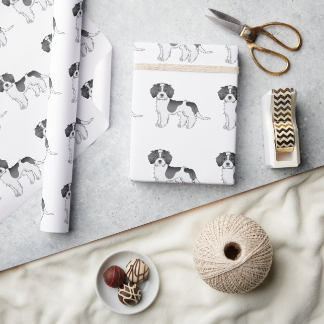 Svart Parti-färg Mini Goldendoodle Hundmönster Presentpapper (Hantverk)