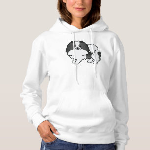 Svart Parti-Färgad Pomeranian Söt Tecknad Hund T Shirt
