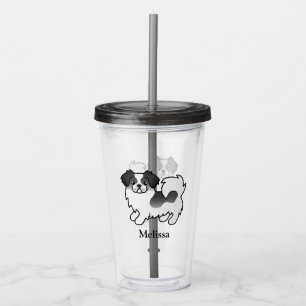 Svart Parti-Färgad Tibetansk Spaniel Söt Hund & Na Take Away Mugg