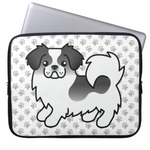 Svart Parti-Färgad Tibetansk Spaniel Söt Hund & Ta Laptop Fodral