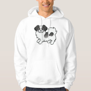 Svart Parti-Färgad Tibetansk Spaniel Söt Tecknad H Hoodie