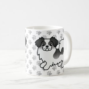Svart Parti-Färgad Tibetansk Spaniel Söt Tecknad H Kaffemugg