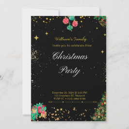 Svart Party och Guld i full jul Inbjudningar
