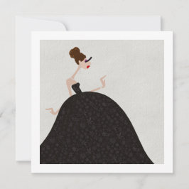 Svart Partykjol Glam Mode Art Card Julkort