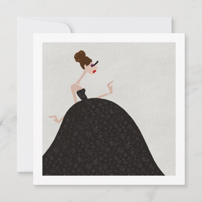 Svart Partykjol Glam Mode Art Card Julkort (Framsida)