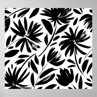 Svart påsk: vintage chrysanthemum mönster poster