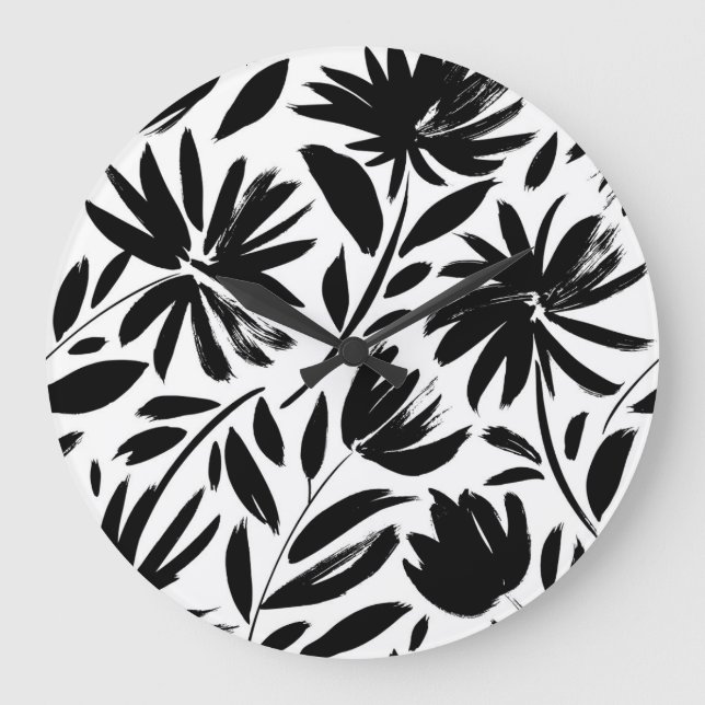 Svart påsk: vintage chrysanthemum mönster stor klocka (Framsida)