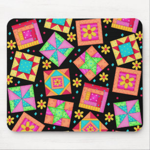 Svart Patchworktäckekvarter Mousepad Musmatta