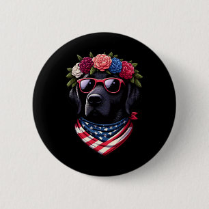 Svart patriotisk amerikansk labrador, 4 juli knapp