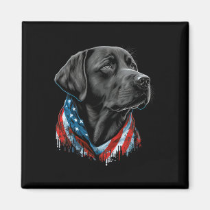 Svart patriotisk amerikansk labrador, 4 juli magnet