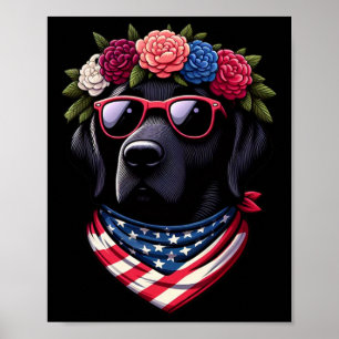 Svart patriotisk amerikansk labrador, 4 juli poster