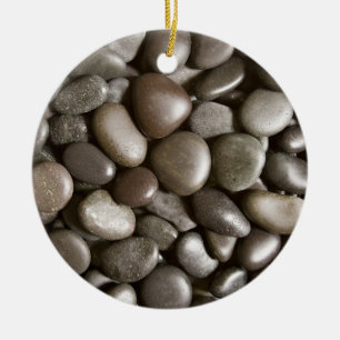 Svart Pebble för Zen för flodstennatur Julgransprydnad Keramik