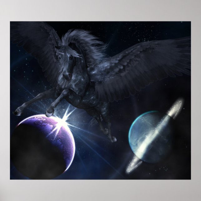 svart Pegasus Poster (Framsidan)