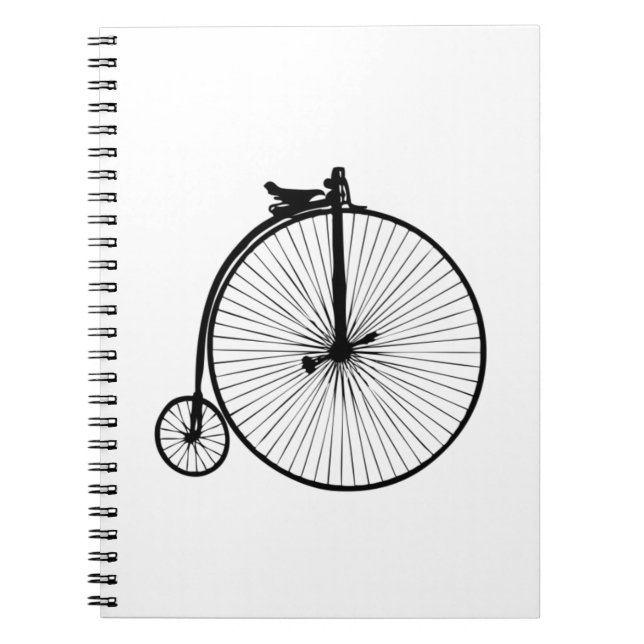 Svart penny-farthing vintagecykel anteckningsbok (Framsidan)
