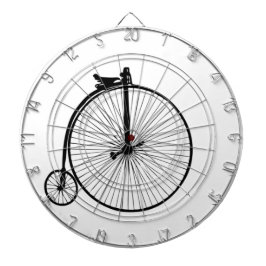 Svart penny-farthing vintagecykel darttavla