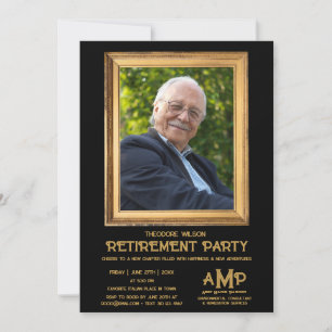 Svart pensionsfest ram för vintagefoto inbjudningar