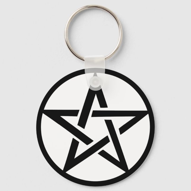 Svart pentagram ring nyckelring (Framsida)