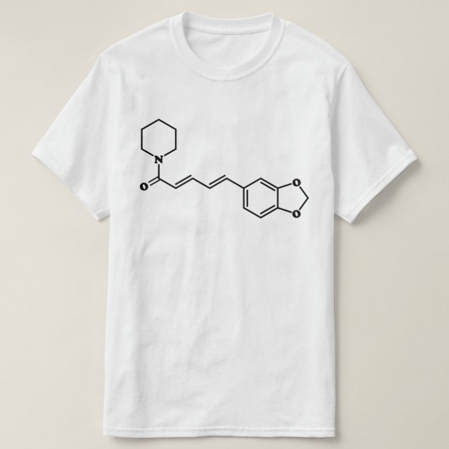 Svart pepparpiperin Molecular Chemical Formula T Shirt (Design framsida)