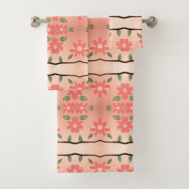 Svart, persiko- och inky-Blommigt-Tower-set