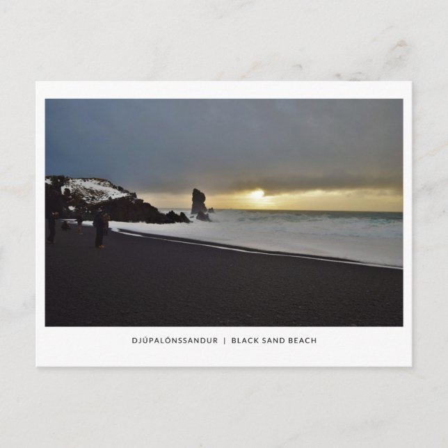 Svart persiko-pelare till havs, vykort för Island (Framsida)