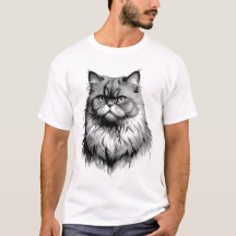Svart Persisk Katt Skiss Herr T-Shirt