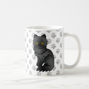 Svart persisk söt seriekatillustration kaffemugg