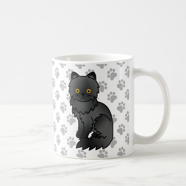 Svart persisk söt seriekatillustration kaffemugg (Höger)