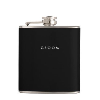 Svart Personlig Flasks - Bröllop gift for Groom Fickplunta