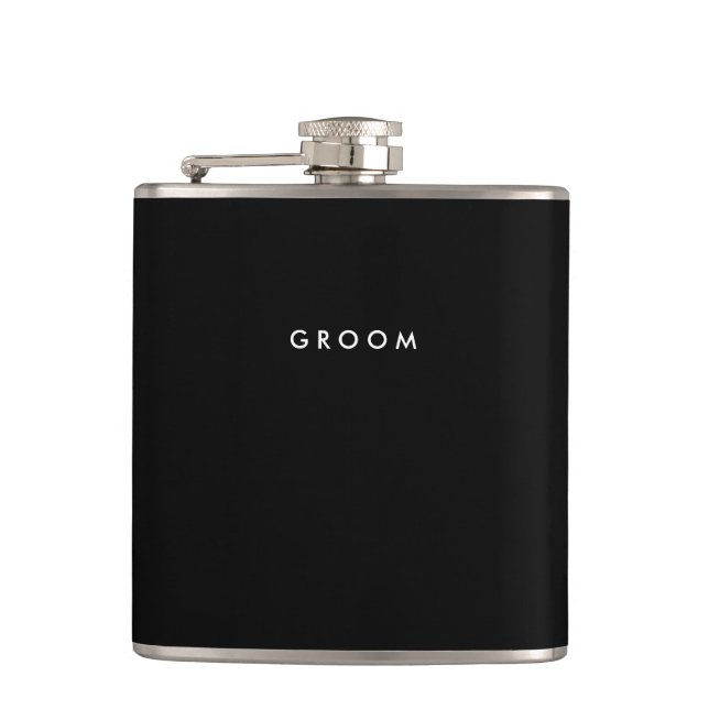 Svart Personlig Flasks - Bröllop gift for Groom Fickplunta (Framsidan)