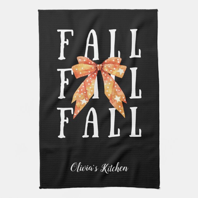 Svart Personlig för Cute Fall-Anpassningsbar Kökshandduk (Vertikal)