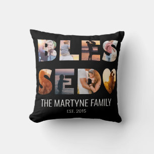 Svart Personlig för foto med färgade barn i familj Kudde