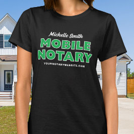 Svart Personlig för Mobile Notary Grönt T Shirt