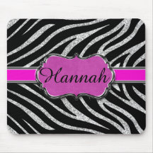 Svart personlig för sebra för rosasilverglitter