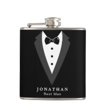 Svart Personlig Groomsman Vinyl Wrapped Flask