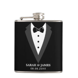 Svart Personlig Groomsman Vinyl Wrapped Flask Fickplunta