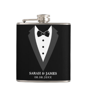 Svart Personlig Groomsman Vinyl Wrapped Flask Fickplunta