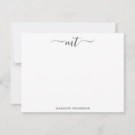 Svart Personlig i Monogram Chic Stationery Anteckningskort