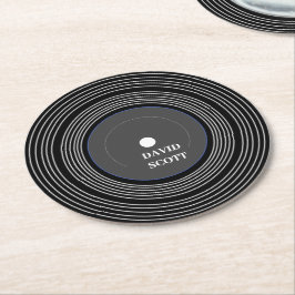 Svart personlig Lp vinyl Underlägg Papper Rund
