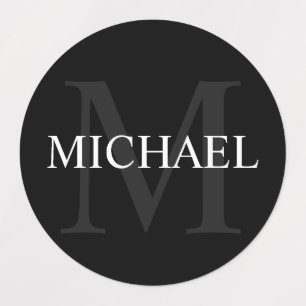 Svart Personlig Monogram- och Namn-etiketter Klistermärke