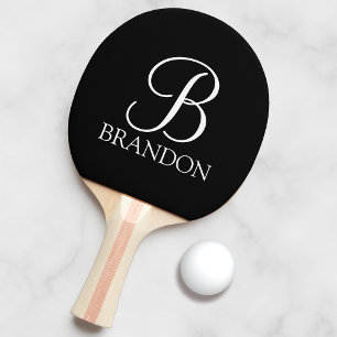 Svart Personlig, Monogram och Namn Pingisracket