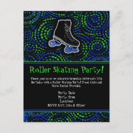 Svart Personlig Roller Skating Party-inbjudan Inbjudningar