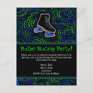 Svart Personlig Roller Skating Party-inbjudan Inbjudningar