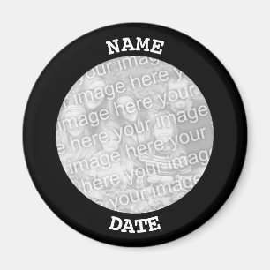 Svart personlig rund fotoborder magnet