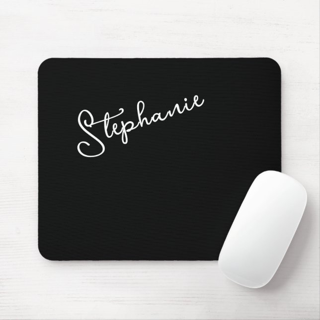 Svart Personlig Script Namn Chic Minimalistisk  Musmatta (Med mus)