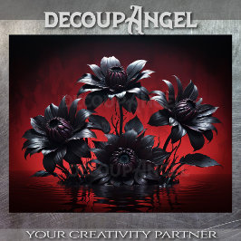 Svart Petals Stiga upp - Decoupage -